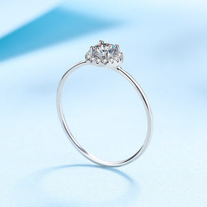 Dainty Round Moissanite Halo Thin Band Ring - Perimade & Co.