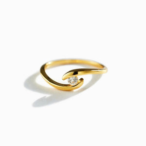 Dainty Round Solitaire Bypass Wave Band Ring - Perimade & Co.
