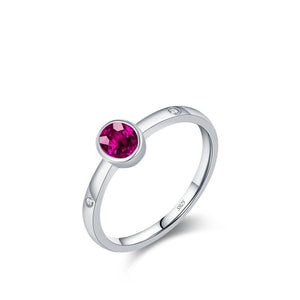 Dainty Ruby Red Oval CZ Stackable Band Ring - Perimade & Co.