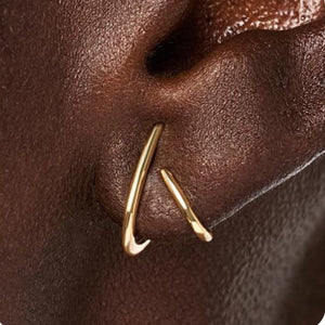 Dainty Sculptural Spiral CZ Pavé Hoop Earrings - Perimade & Co.