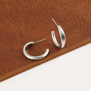 Dainty Semi-Flat Curve Huggie Hoop Earrings - Perimade & Co.