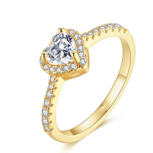 Dainty Silver Heart Halo Engagement Ring - Perimade & Co.
