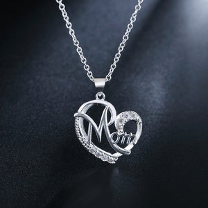 Dainty Silver Mom Heart Charm Necklace - Perimade & Co.
