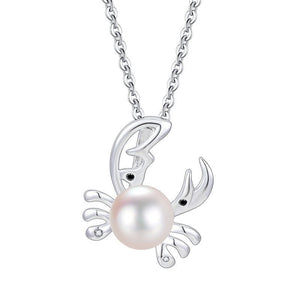 Dainty Silver Pearl Crab Pendant Necklace - Perimade & Co.