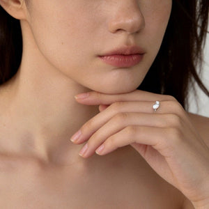 Dainty Silver Teardrop Opal Band Ring - Perimade & Co.