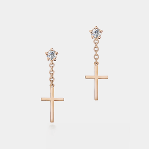 Dainty Small Cross Dangle Drop Earrings - Perimade & Co.