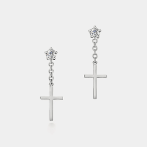 Dainty Small Cross Dangle Drop Earrings - Perimade & Co.