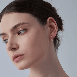 Dainty Small Cross Dangle Drop Earrings - Perimade & Co.