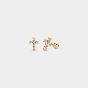 Dainty Small Cross Screw Back Stud Earrings - Perimade & Co.