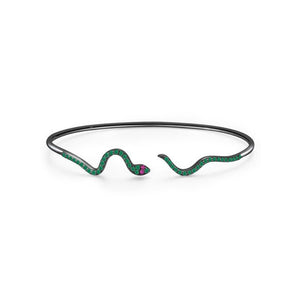 Dainty Snake Pave Open Cuff Bangle Bracelet - Perimade & Co.