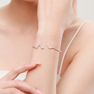 Dainty Snake Pave Open Cuff Bangle Bracelet - Perimade & Co.