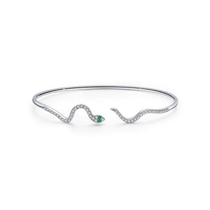 Dainty Snake Pave Open Cuff Bangle Bracelet - Perimade & Co.