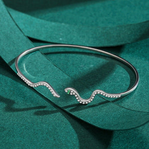 Dainty Snake Pave Open Cuff Bangle Bracelet - Perimade & Co.