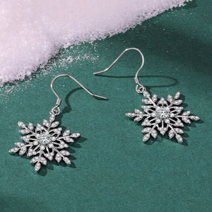 Dainty Snowflake Pave CZ Drop Hook Earrings - Perimade & Co.