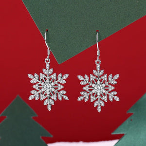 Dainty Snowflake Pave CZ Drop Hook Earrings - Perimade & Co.