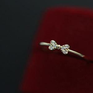Dainty Sparkling Bow Knot Pave CZ Band Ring - Perimade & Co.