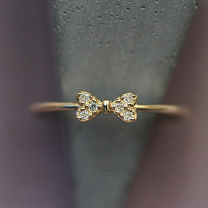 Dainty Sparkling Bow Knot Pave CZ Band Ring - Perimade & Co.
