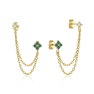 Dainty Star Double Piercing Chain Earrings - Perimade & Co.