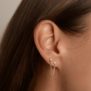 Dainty Star Double Piercing Chain Earrings - Perimade & Co.