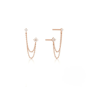 Dainty Star Double Piercing Chain Earrings - Perimade & Co.