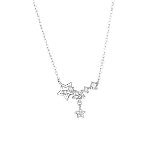 Star-shaped necklace with small diamonds on a white background