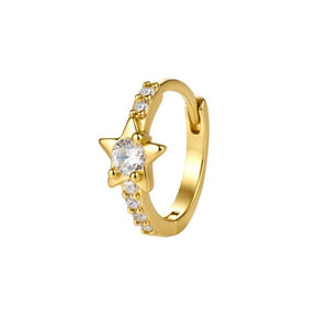 Dainty Star Half Pave CZ Huggie Hoop Earrings - Perimade & Co.