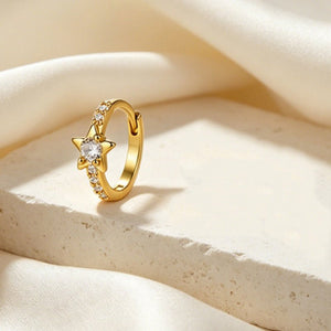 Dainty Star Half Pave CZ Huggie Hoop Earrings - Perimade & Co.