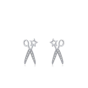 Dainty Star Scissors Motif Pave Stud Earrings - Perimade & Co.