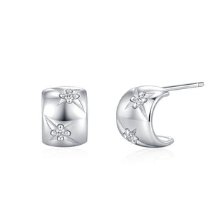 Dainty Starburst CZ Wide Open Hoop Earrings - Perimade & Co.