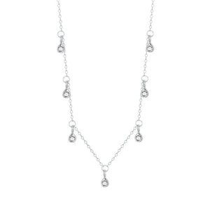 Dainty Teardrop CZ Pendant Station Necklace - Perimade & Co.