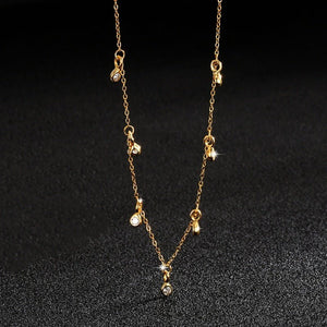 Dainty Teardrop CZ Pendant Station Necklace - Perimade & Co.