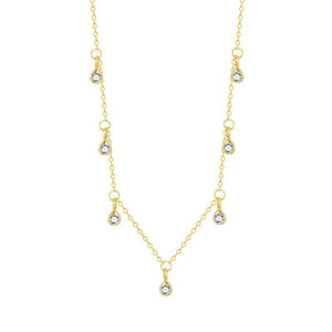 Dainty Teardrop CZ Pendant Station Necklace - Perimade & Co.