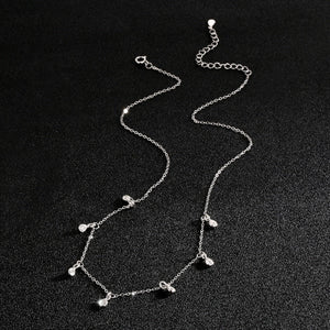Dainty Teardrop CZ Pendant Station Necklace - Perimade & Co.