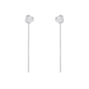 Dainty Textured Knot Chain Threader Earrings - Perimade & Co.