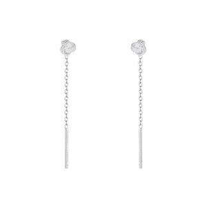 Dainty Textured Knot Chain Threader Earrings - Perimade & Co.
