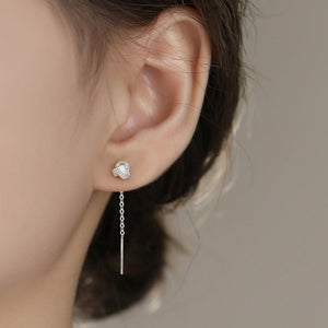 Dainty Textured Knot Chain Threader Earrings - Perimade & Co.
