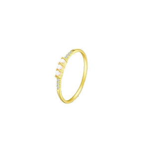 Dainty Triple Opal Stacking Thin Band Ring - Perimade & Co.