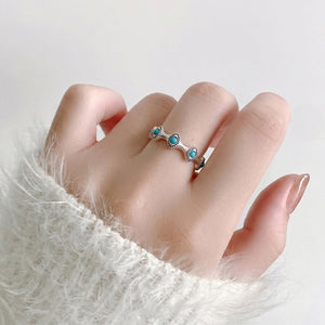 Dainty Turquoise Evil Eye Open Stacking Ring - Perimade & Co.