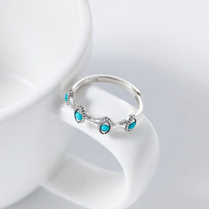 Dainty Turquoise Evil Eye Open Stacking Ring - Perimade & Co.