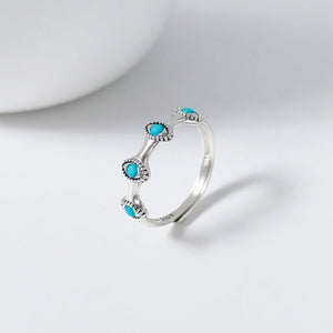 Dainty Turquoise Evil Eye Open Stacking Ring - Perimade & Co.