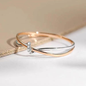 Dainty Two Tone Interlocking CZ Pave Ring - Perimade & Co.