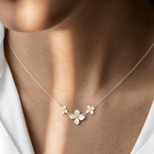 Dainty Two-Tone Triple Floral Charm Necklace - Perimade & Co.