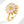 Gold ring with a white flower design on a white background