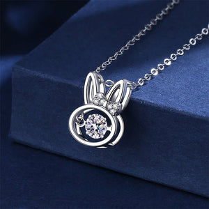 Dancing CZ Bunny Rabbit Bow Knot Necklace - Perimade & Co.