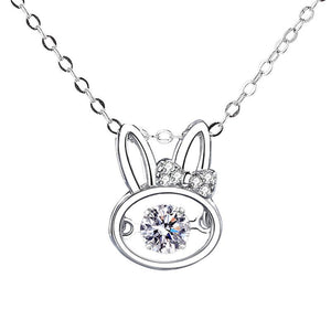 Dancing CZ Bunny Rabbit Bow Knot Necklace - Perimade & Co.