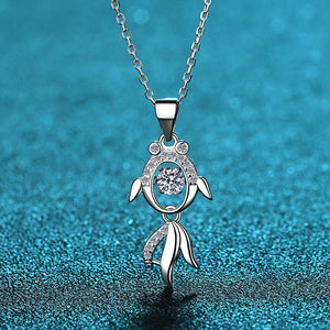 Dancing Moissanite Goldfish Pendant Necklace - Perimade & Co.