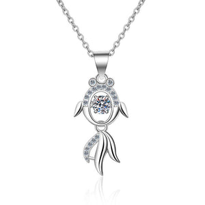 Dancing Moissanite Goldfish Pendant Necklace - Perimade & Co.