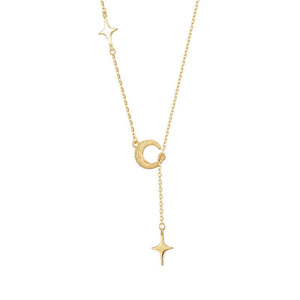 Delicate Moon Star Charm Drop Y Necklace - Perimade & Co.