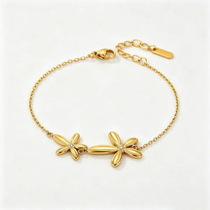 Double Abstract Flower Charm Chain Bracelet - Perimade & Co.