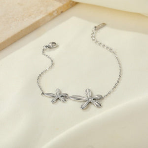 Double Abstract Flower Charm Chain Bracelet - Perimade & Co.